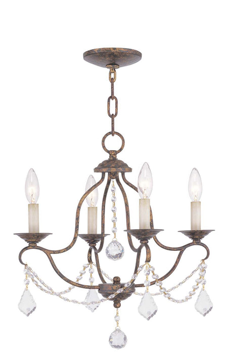 Livex Lighting 6424-71 Four Light Mini Chandelier, Hand Applied Venetian Golden Bronze