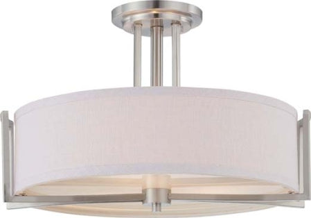 Nuvo Lighting 60-4758 Three Light Semi Flush Mount, Brushed Nickel