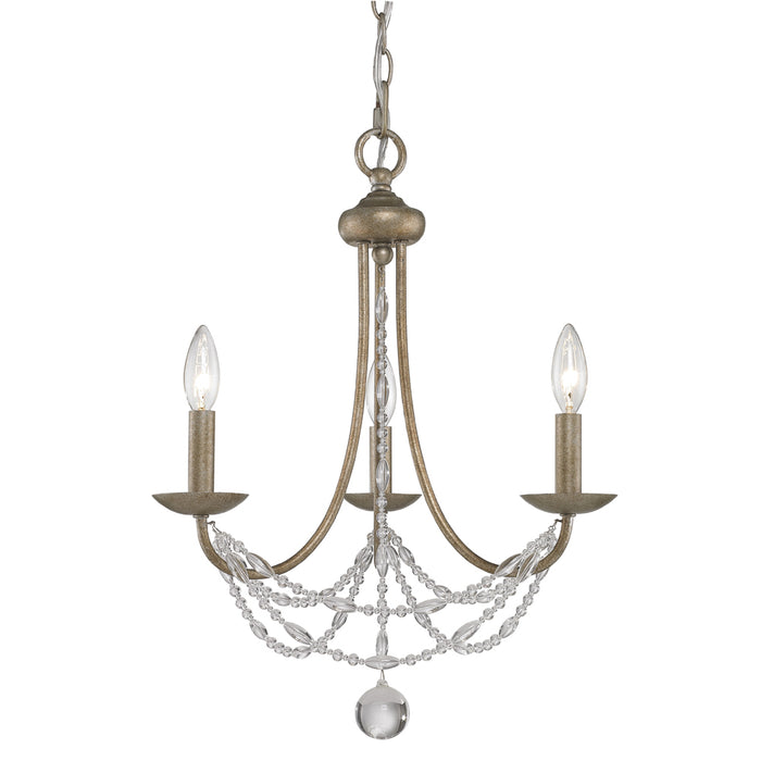 Golden 7644-M3 GA Three Light Mini Chandelier, Golden Aura