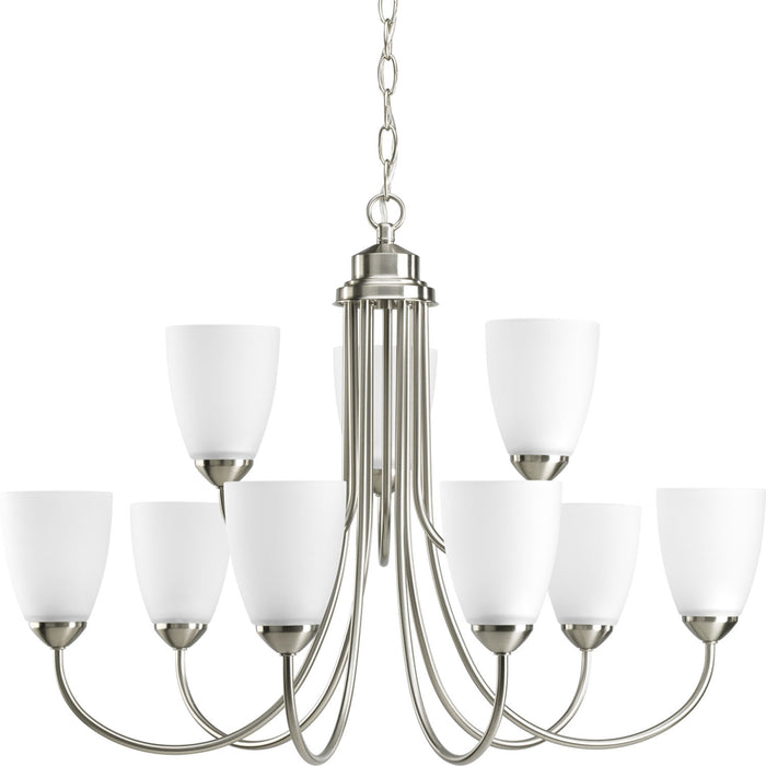 Progress Lighting P4627-09 Nine Light Chandelier, Brushed Nickel