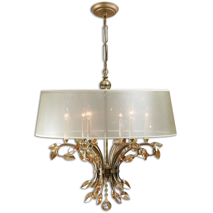 Uttermost 21246 Six Light Chandelier, Burnished Gold Metal