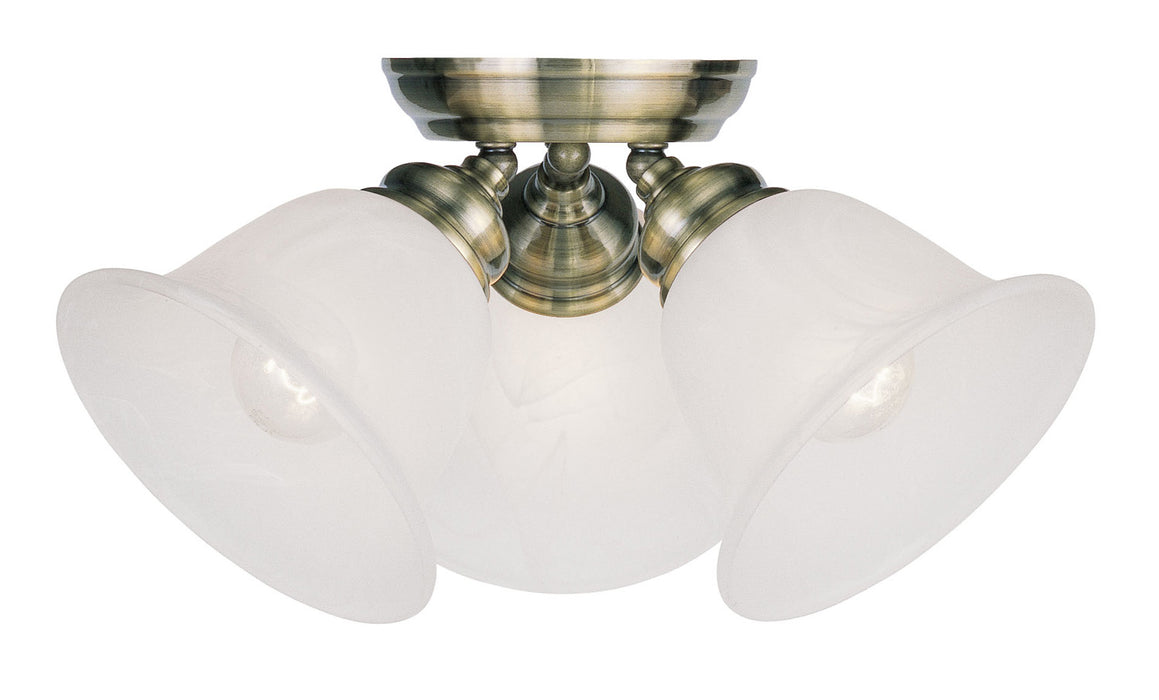 Livex Lighting 1358-01 Three Light Ceiling Mount, Antique Brass