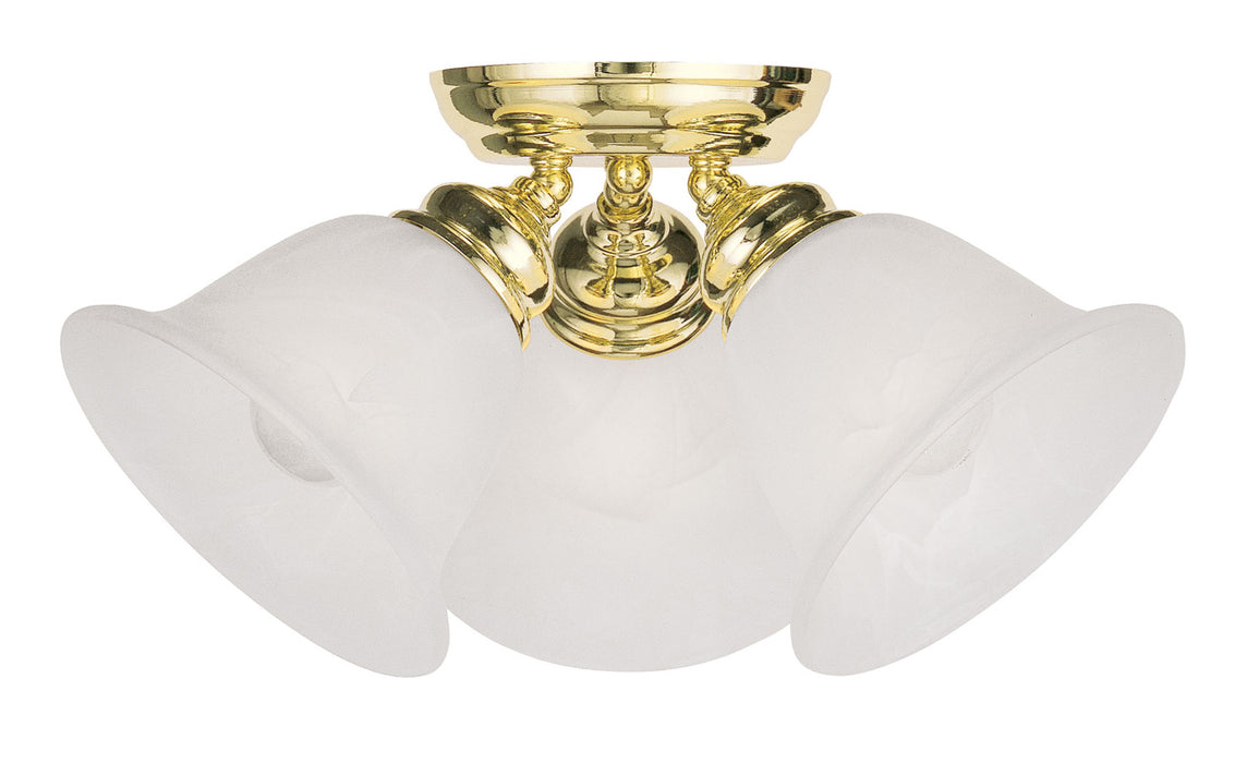Livex Lighting 1358-02 Three Light Ceiling Mount, Polished Brass