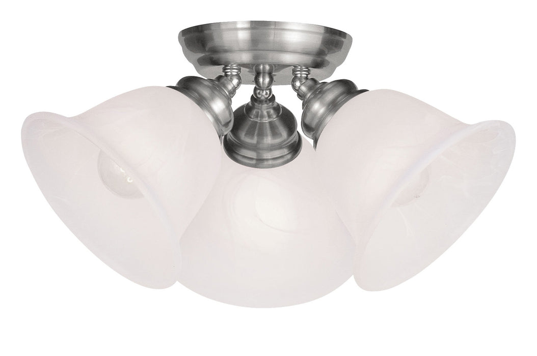 Livex Lighting 1358-91 Three Light Ceiling Mount, Brushed Nickel