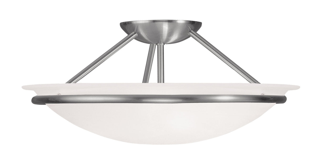Livex Lighting 4824-91 Three Light Ceiling Mount, Brushed Nickel