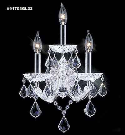 James R. Moder 91703GL22 Three Light Wall Sconce, Gold Lustre