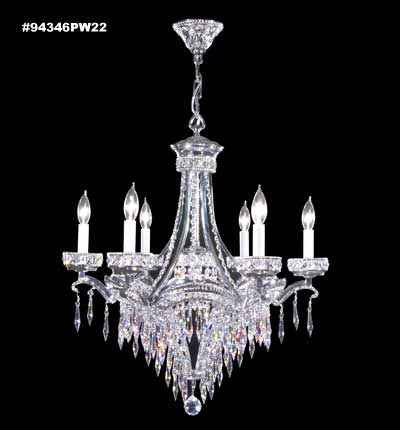 James R. Moder 94346PW22 Six Light Chandelier, Pewter