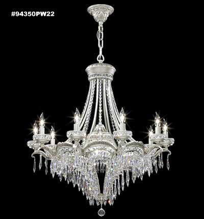 James R. Moder 94350PW22 12 Light Chandelier, Pewter