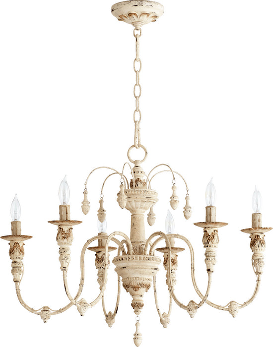 Quorum 6316-6-70 Six Light Chandelier, Persian White