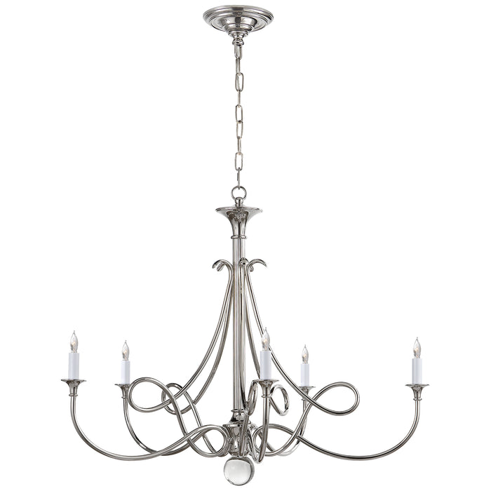 Visual Comfort Signature SC 5005PN Five Light Chandelier, Polished Nickel