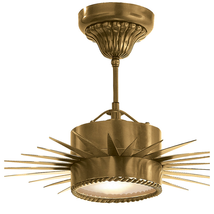 Visual Comfort Signature SK 5200HAB One Light Semi Flush Mount, Hand-Rubbed Antique Brass