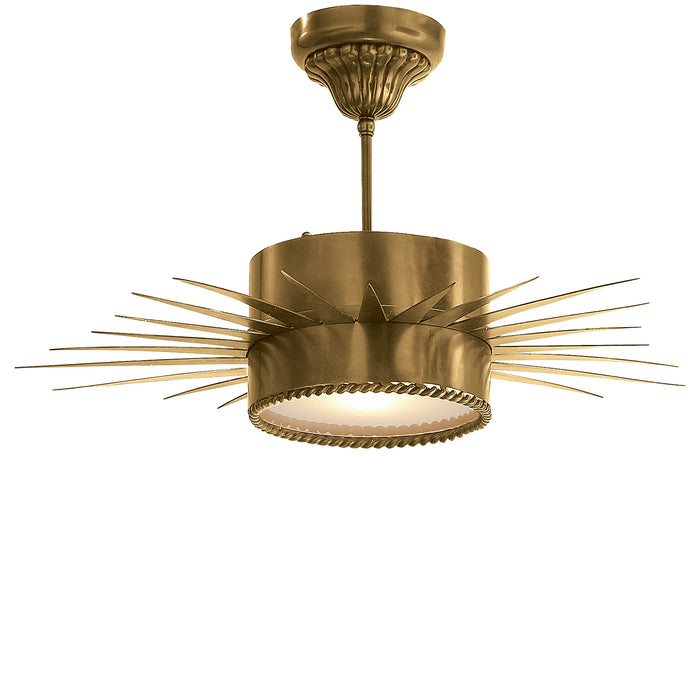 Visual Comfort Signature SK 5201HAB One Light Semi Flush Mount, Hand-Rubbed Antique Brass