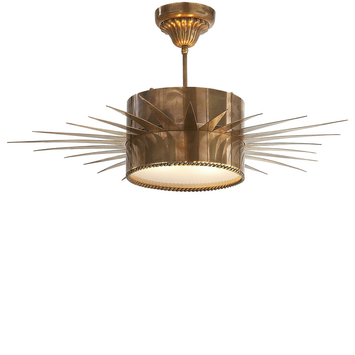 Visual Comfort Signature SK 5202HAB Two Light Semi Flush Mount, Hand-Rubbed Antique Brass