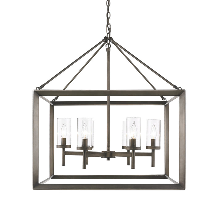 Golden 2073-6 GMT Six Light Chandelier, Gunmetal Bronze