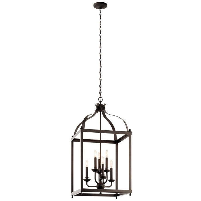 Kichler 42568OZ Six Light Foyer Chandelier, Olde Bronze