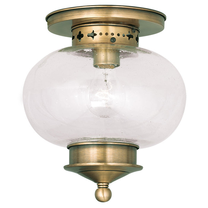 Livex Lighting 5036-01 One Light Ceiling Mount, Antique Brass