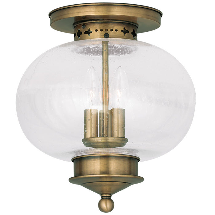 Livex Lighting 5037-01 Three Light Ceiling Mount, Antique Brass