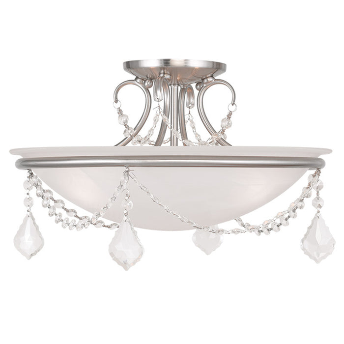 Livex Lighting 6524-91 Three Light Ceiling Mount, Brushed Nickel