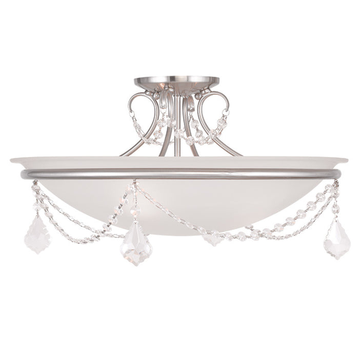 Livex Lighting 6525-91 Three Light Ceiling Mount, Brushed Nickel