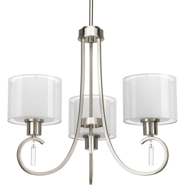 Progress Lighting P4695-09 Three Light Chandelier, Brushed Nickel