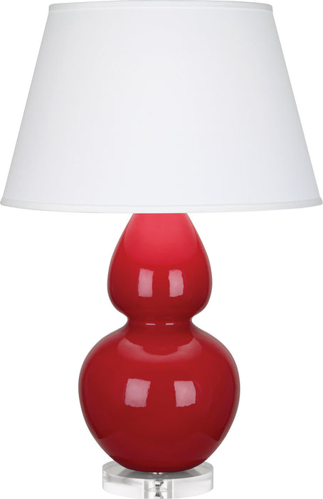 Robert Abbey RR23X One Light Table Lamp, Ruby Red Glazed Ceramic w/Lucite