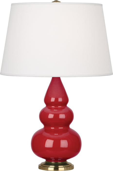 Robert Abbey RR30X One Light Accent Lamp, Ruby Red Glazed Ceramic w/Antique Brassed