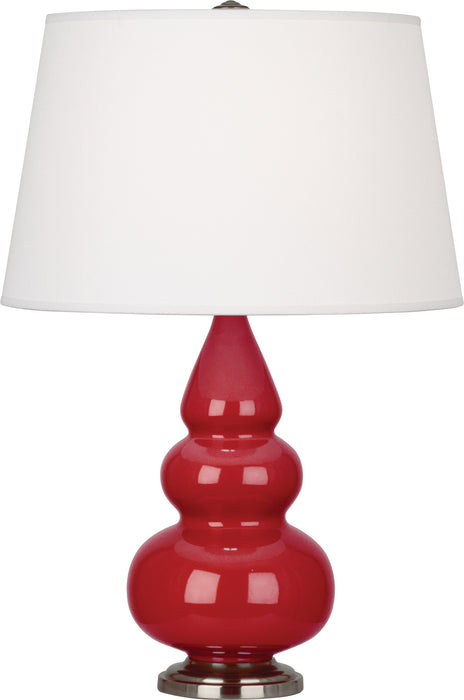 Robert Abbey RR32X One Light Accent Lamp, Ruby Red Glazed Ceramic w/Antique Silvered