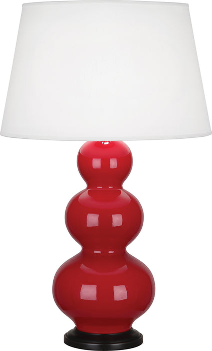 Robert Abbey RR41X One Light Table Lamp, Ruby Red Glazed Ceramic w/Deep Patina Bronzeed