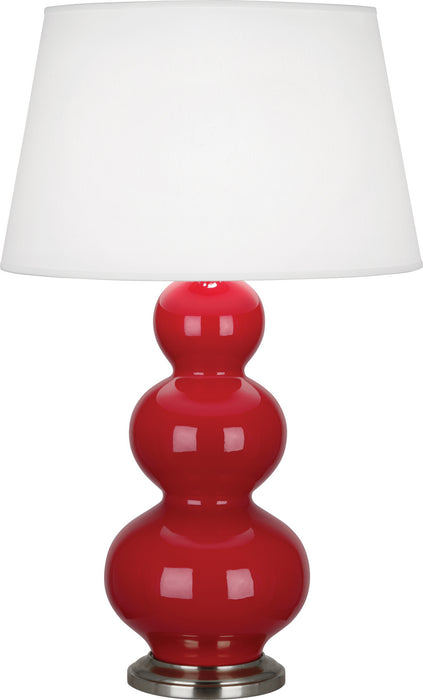Robert Abbey RR42X One Light Table Lamp, Ruby Red Glazed Ceramic w/Antique Silvered