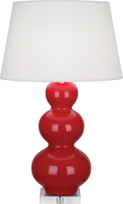 Robert Abbey RR43X One Light Table Lamp, Ruby Red Glazed Ceramic w/Lucite