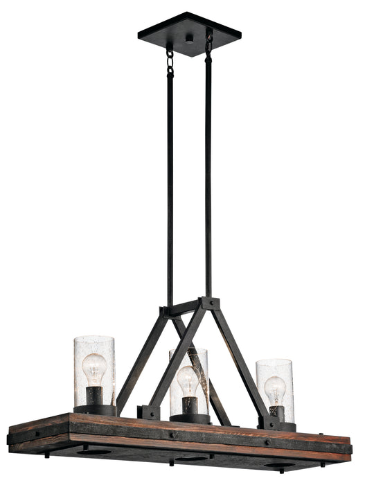 Kichler 43433AUB Six Light Linear Chandelier, Auburn Stained
