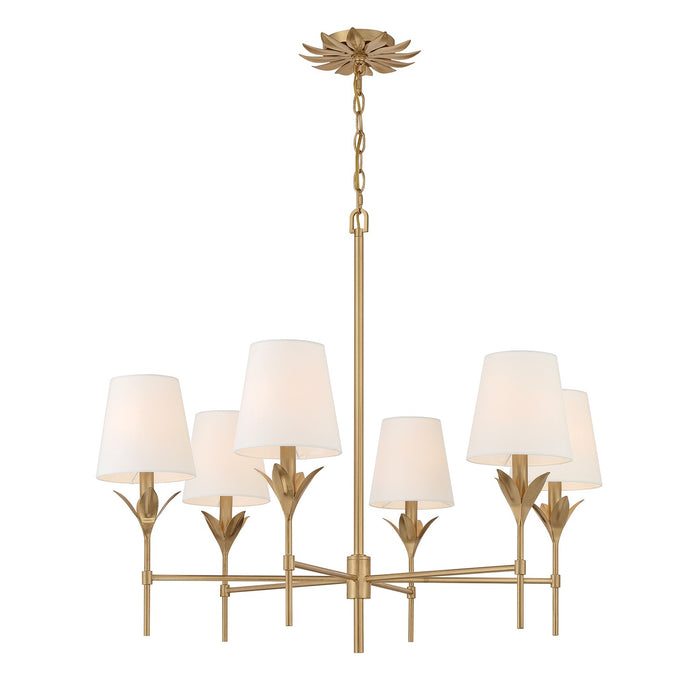 Crystorama 568-GA Six Light Chandelier, Antique Gold