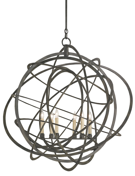 Currey and Company 9488 Six Light Chandelier, Black Iron