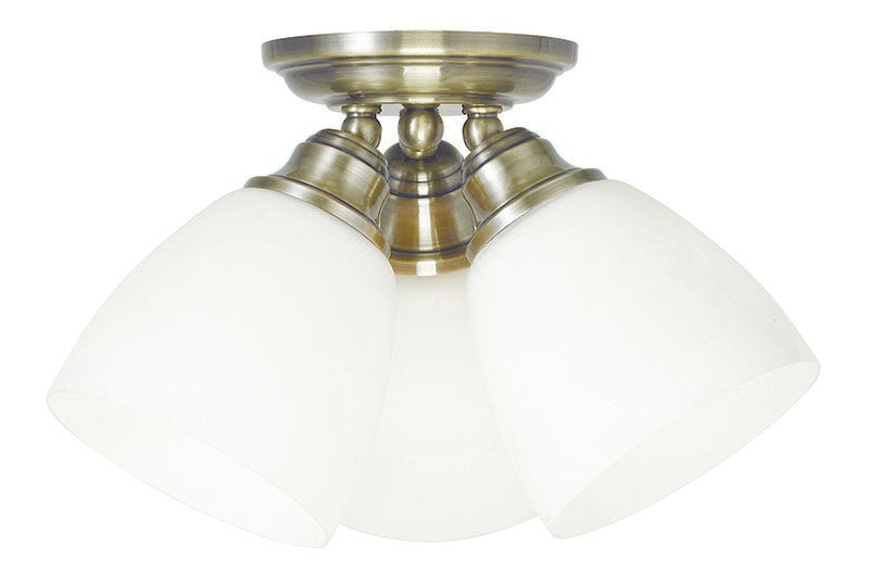 Livex Lighting 13664-01 Three Light Ceiling Mount, Antique Brass