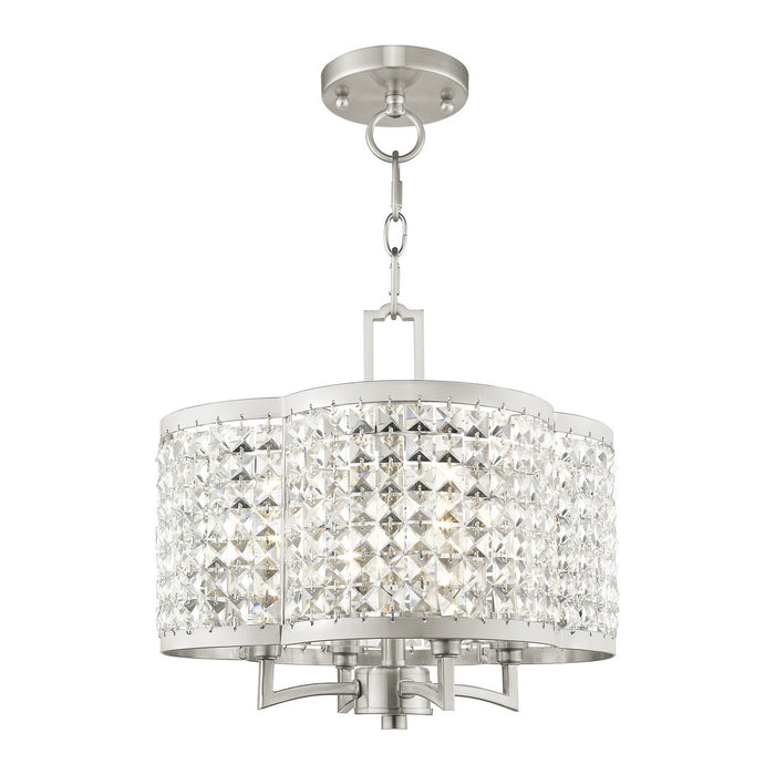 Livex Lighting 50574-91 Four Light Mini Chandelier/Ceiling Mount, Brushed Nickel