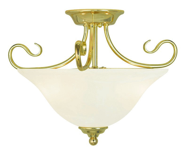 Livex Lighting 6121-02 Two Light Ceiling Mount, Polished Brass