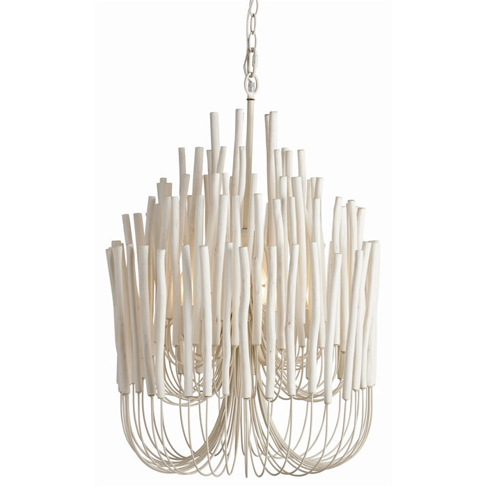 Arteriors 89559 Five Light Chandelier, Whitewashed Wood