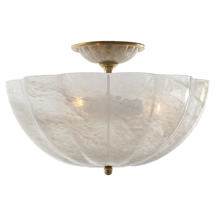 Visual Comfort Signature ARN 4000HAB-WG Three Light Semi Flush Mount, Hand-Rubbed Antique Brass
