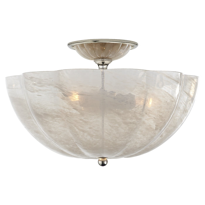 Visual Comfort Signature ARN 4000PN-WG Three Light Semi Flush Mount, Polished Nickel