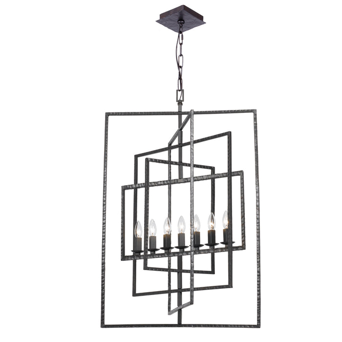 Crystorama 339-RS Seven Light Chandelier, Raw Steel
