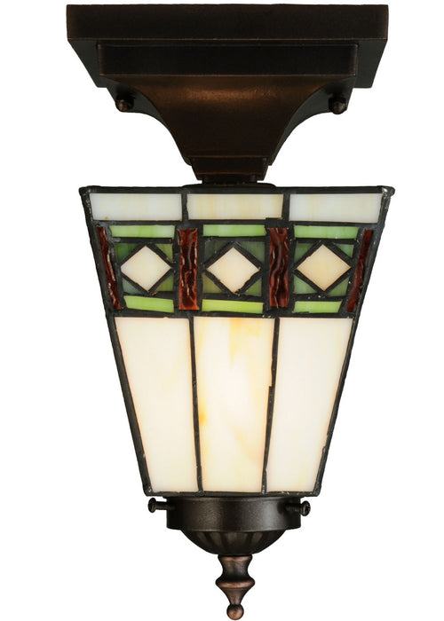 Meyda Tiffany 139925 One Light Flushmount, Mahogany Bronze