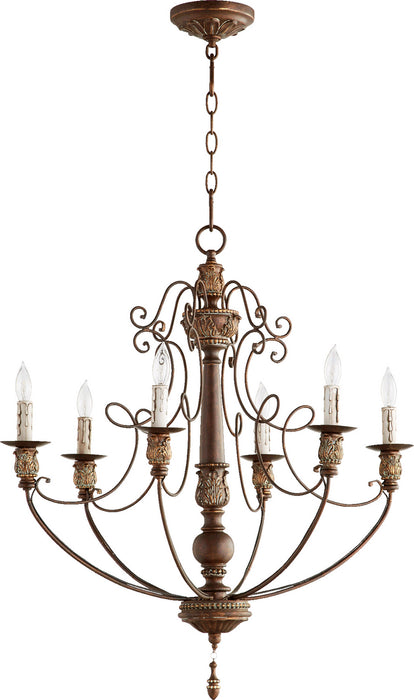 Quorum 6106-6-39 Six Light Chandelier, Vintage Copper