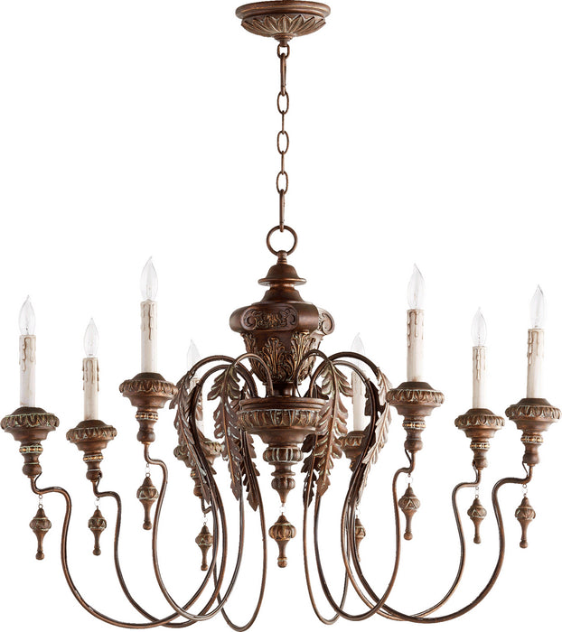 Quorum 6006-8-39 Eight Light Chandelier, Vintage Copper