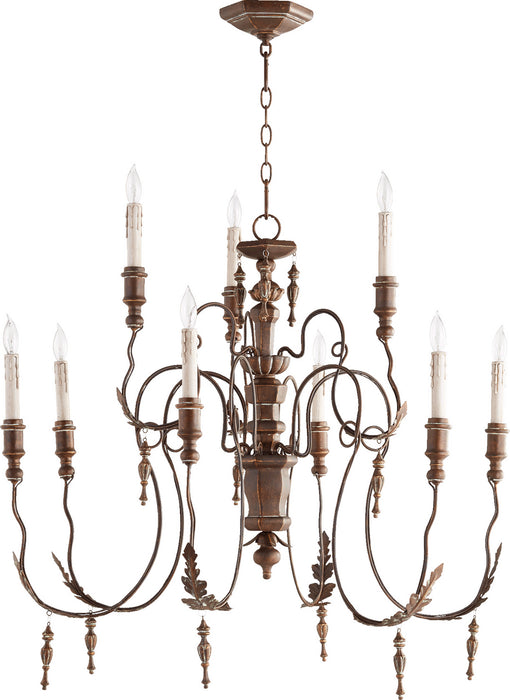 Quorum 6006-9-39 Nine Light Chandelier, Vintage Copper