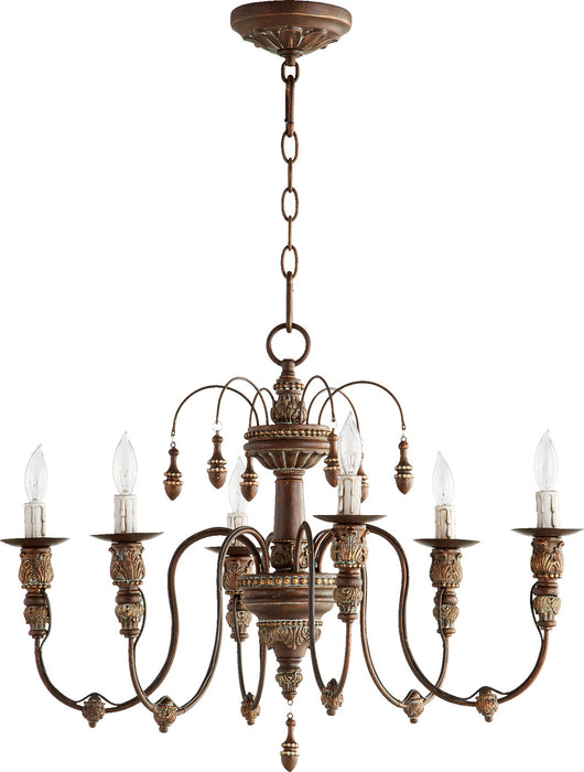 Quorum 6316-6-39 Six Light Chandelier, Vintage Copper