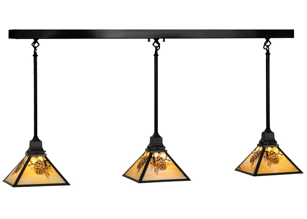 Meyda Tiffany 143181 Three Light Island Pendant, Craftsman Brown