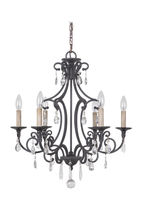 Craftmade 38926-MBK Six Light Chandelier, Matte Black