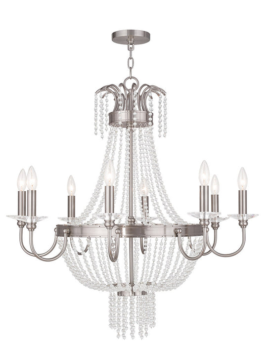Livex Lighting 51848-91 Eight Light Chandelier, Brushed Nickel