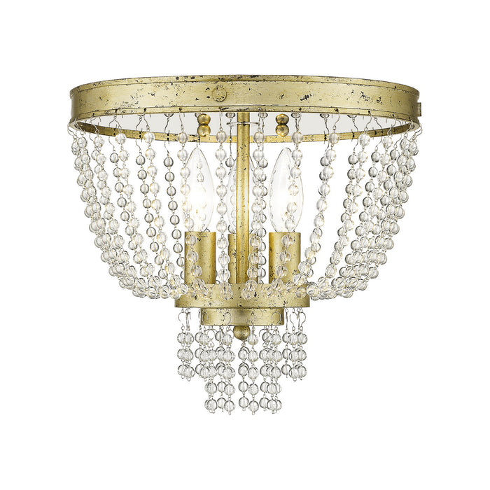 Livex Lighting 51864-28 Three Light Ceiling Mount, Hand Applied Winter Gold