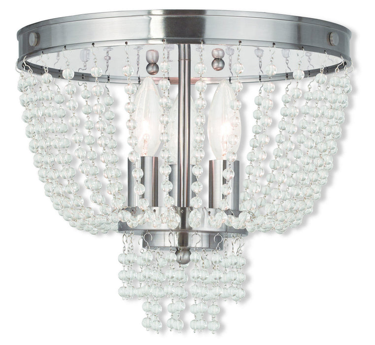 Livex Lighting 51864-91 Three Light Ceiling Mount, Brushed Nickel